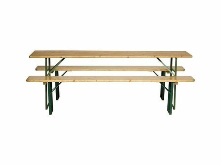 houten tafel met 2 houten banken